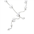 Colar Feminino Redondo com Pérola em Aço Inoxidável 3 YH1778A Platinum