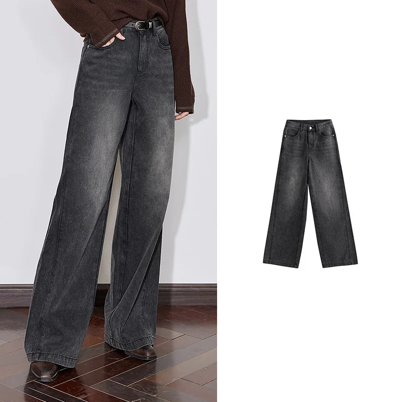 Calça Jeans Feminina Wide Leg Reta 100% Algodão