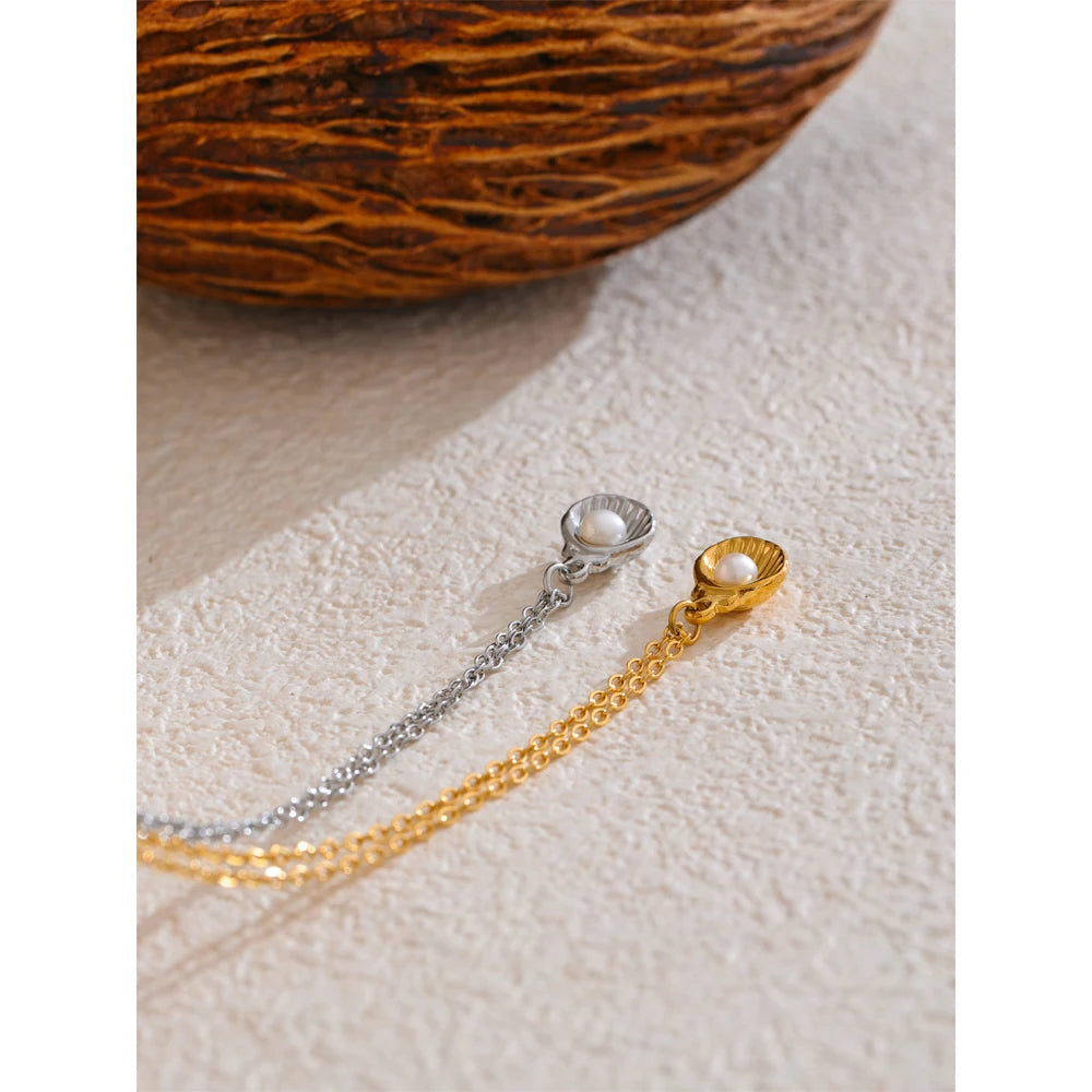 Colar Feminino Gota com Pérola em Aço Inoxidável 5