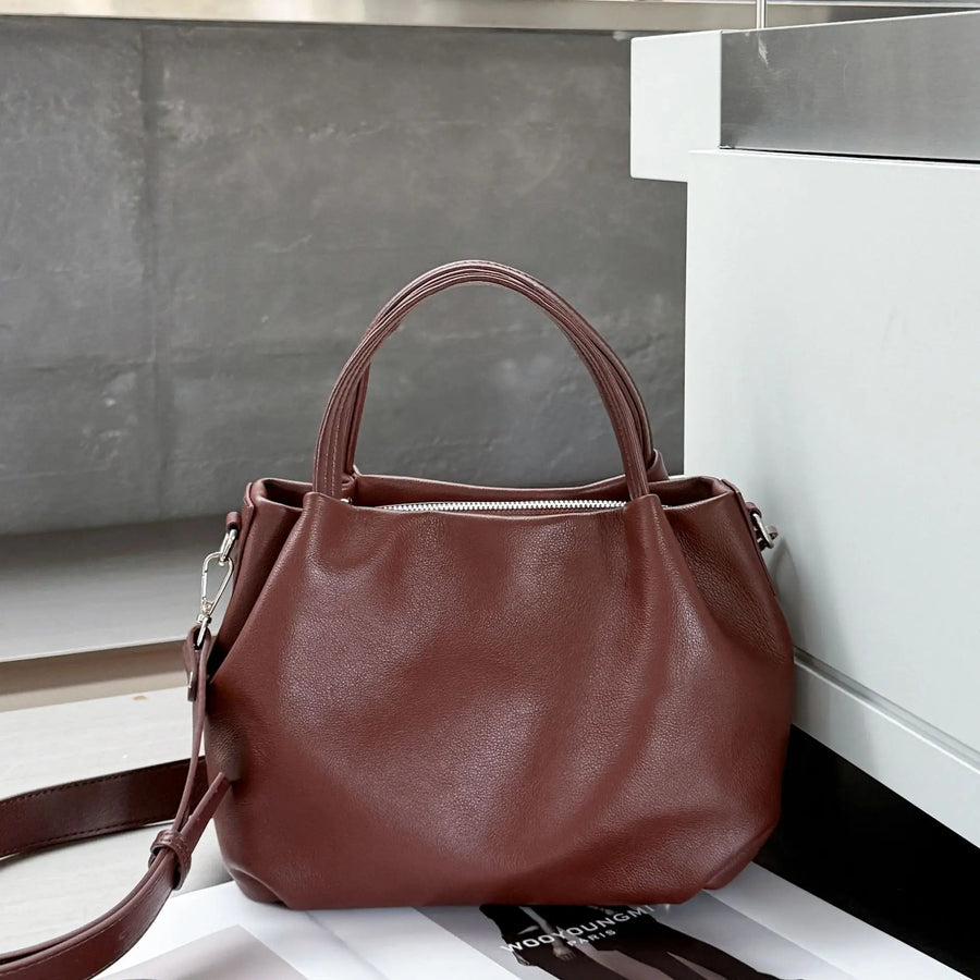 Bolsa Bucket Feminina em Couro Legítimo para Ombro e Transversal