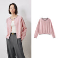 Cardigan Bicolor com Gola Redonda e Botões