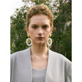 Yhpup Hot Style Metal Sun Round Acrylic Drop Dangle Light Earrings Trending Stainless Steel Charm Daily Jewelry Ear Accessories