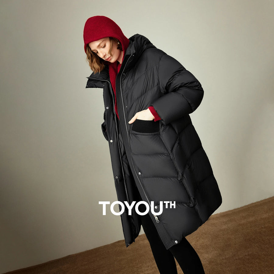 Jaqueta Puffer Feminina 90% Plumas com Recortes Fuzzy