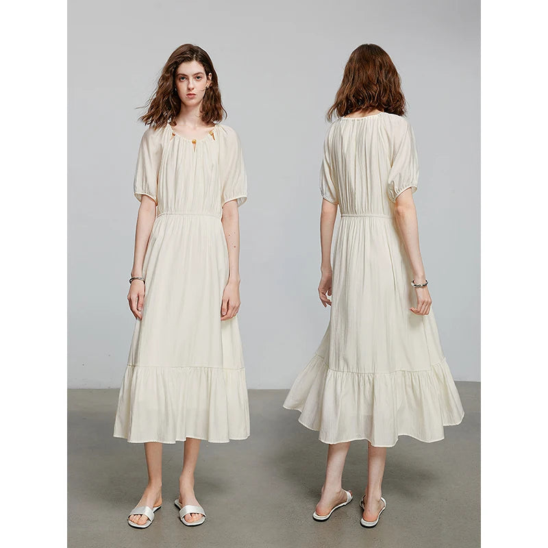 Vestido Midi de Viscose com Aplicação de Contas