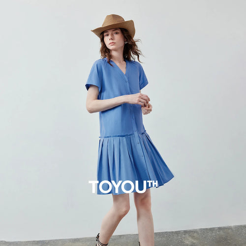 Vestido Curto em Algodão com Decote V