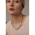 Yhpup Heart Chain Necklace Stainless Steel for Women Fashion Metal Texture Flat Collar Waterproof Necklace Girlfriend Gift