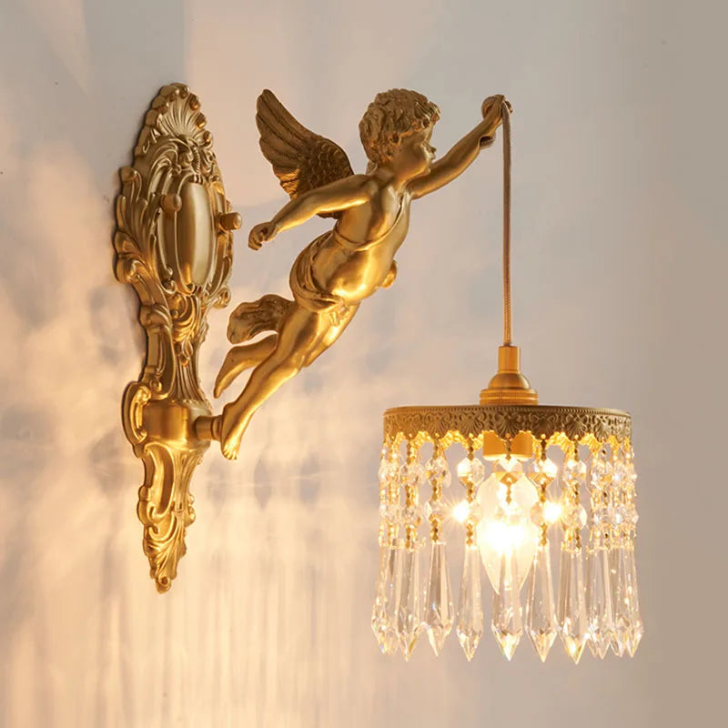 Luminária Francesa Angelical de Cristal e Bronze | Delamantina