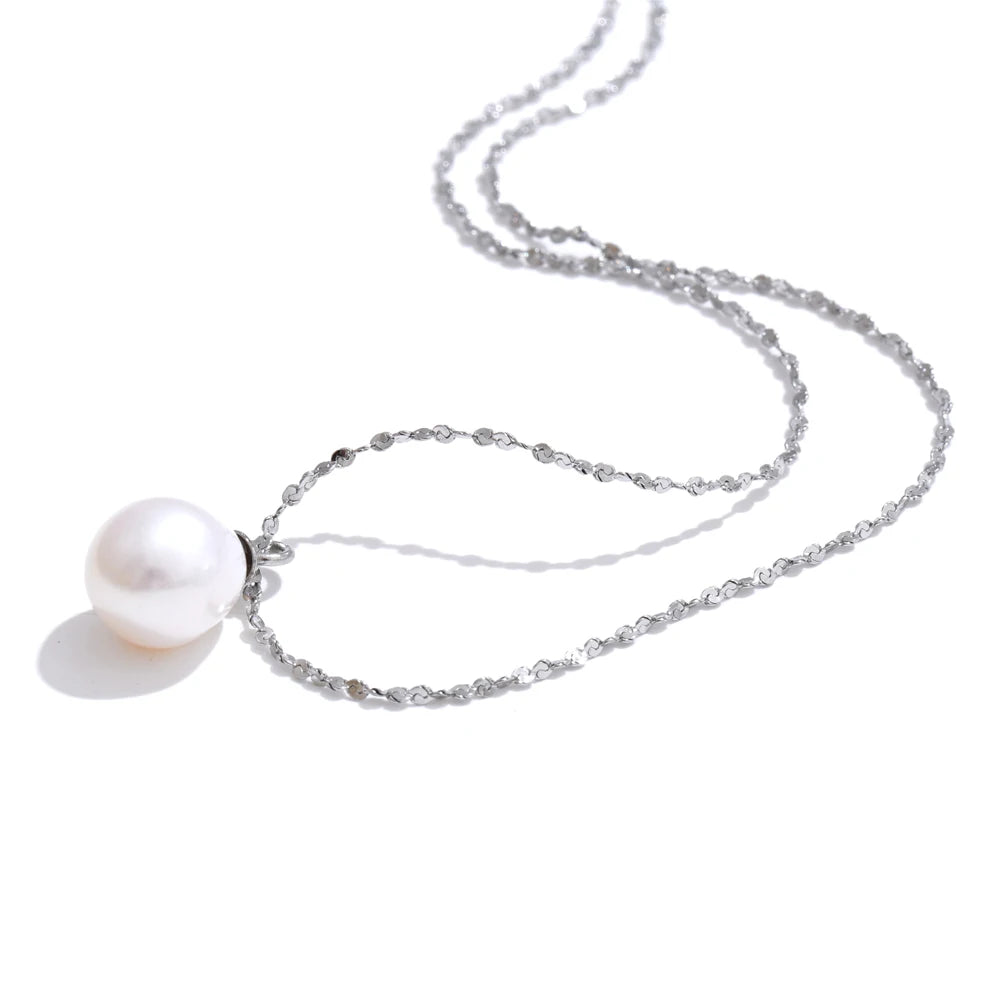 Colar Feminino Gota com Pérola em Aço Inoxidável 9 YH1831A Steel