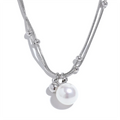 Colar Feminino Redondo com Pérola em Aço Inoxidável 7 YH2541A Platinum