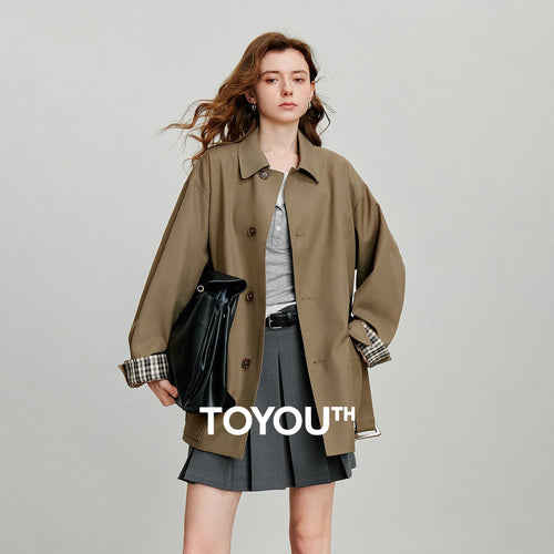 Trench Coat Feminino Midi Xadrez com Cinto
