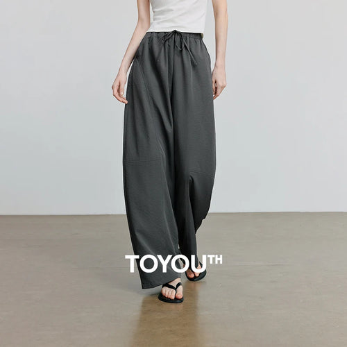 Calça Barrel Feminina com Cós Elástico e Fenda