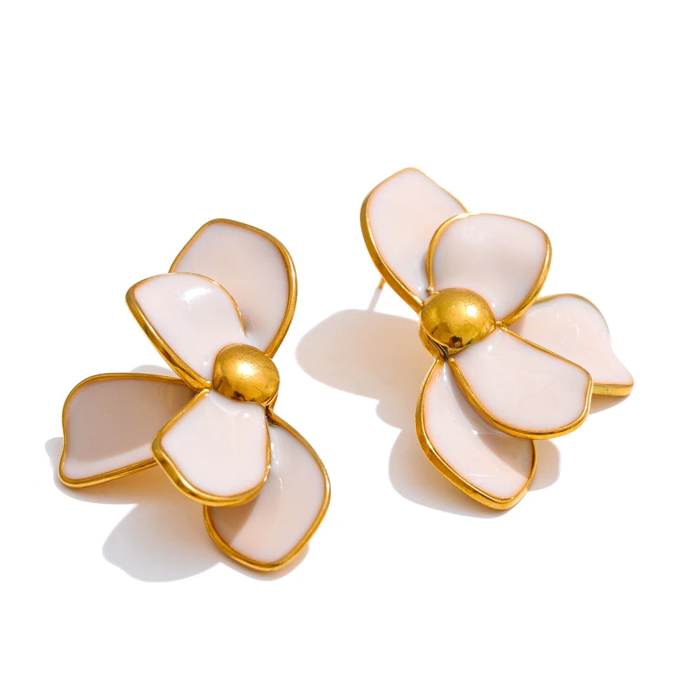 Brinco Flor de Pétalas Esmaltadas