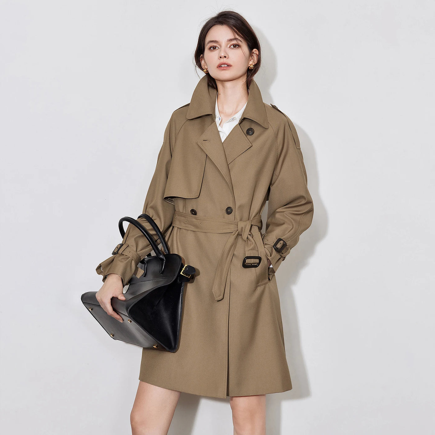 Trench Coat Feminino Midi Acinturado