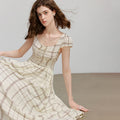 Vestido Midi Xadrez de Viscose com Bolsos
