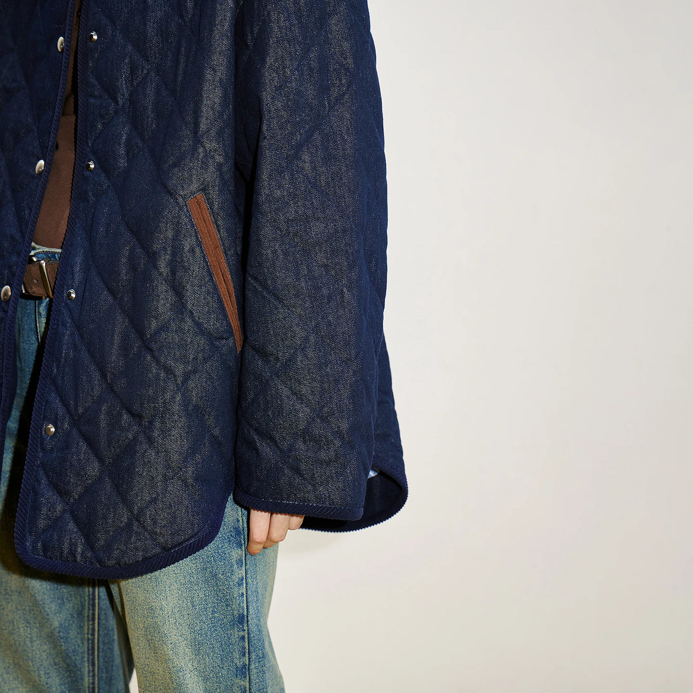 Jaqueta Puffer Feminina Matelassê Losango com Botões