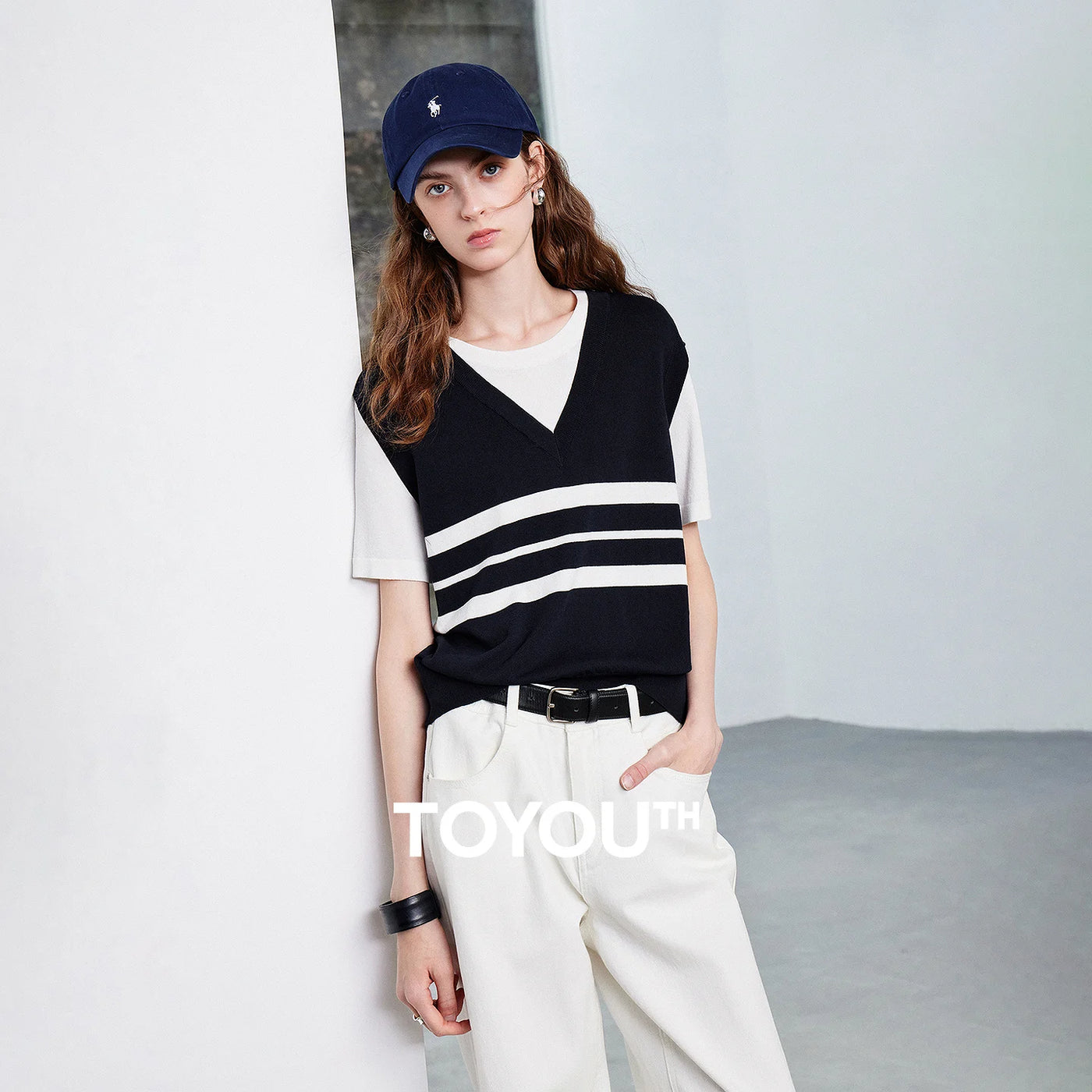 Blusa Feminina de Linho Listrada Patchwork Efeito Duas Peças