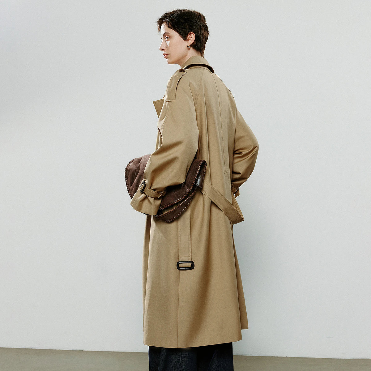 Trench Coat Feminino Midi com Abotoamento Duplo