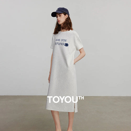 Vestido Camiseta Midi com Estampa de Letras