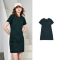 Vestido Camiseta Listrado Náutico Midi Green