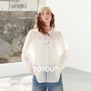 Blusa Feminina de Liocel e Acetato Transparente Estilo Boho