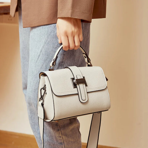Bolsa feminina pequena de couro legítimo transversal quadrada com alça única