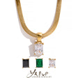 Colar Feminino Quadrado com Zircônia em Aço Inoxidável 3