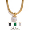 Colar Feminino Quadrado com Zircônia em Aço Inoxidável 3