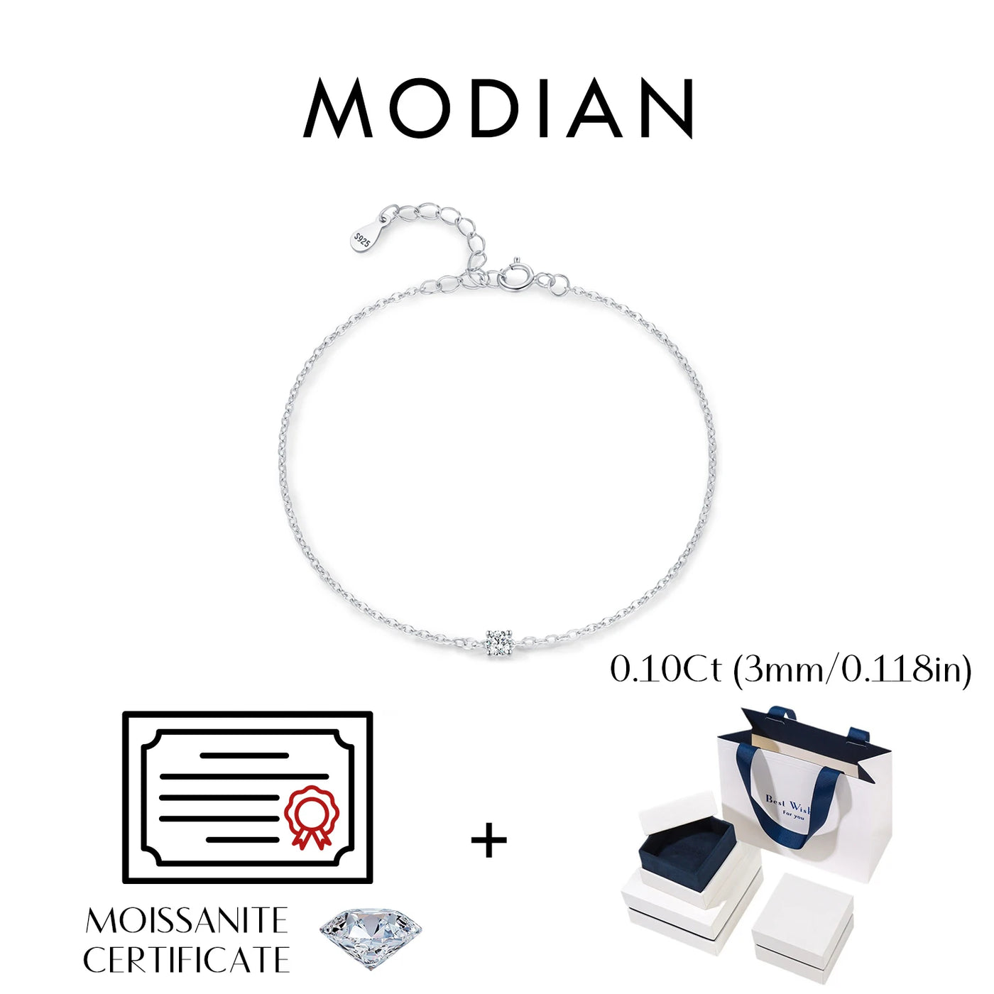Pulseira de Moissanita Premium em Prata 925
