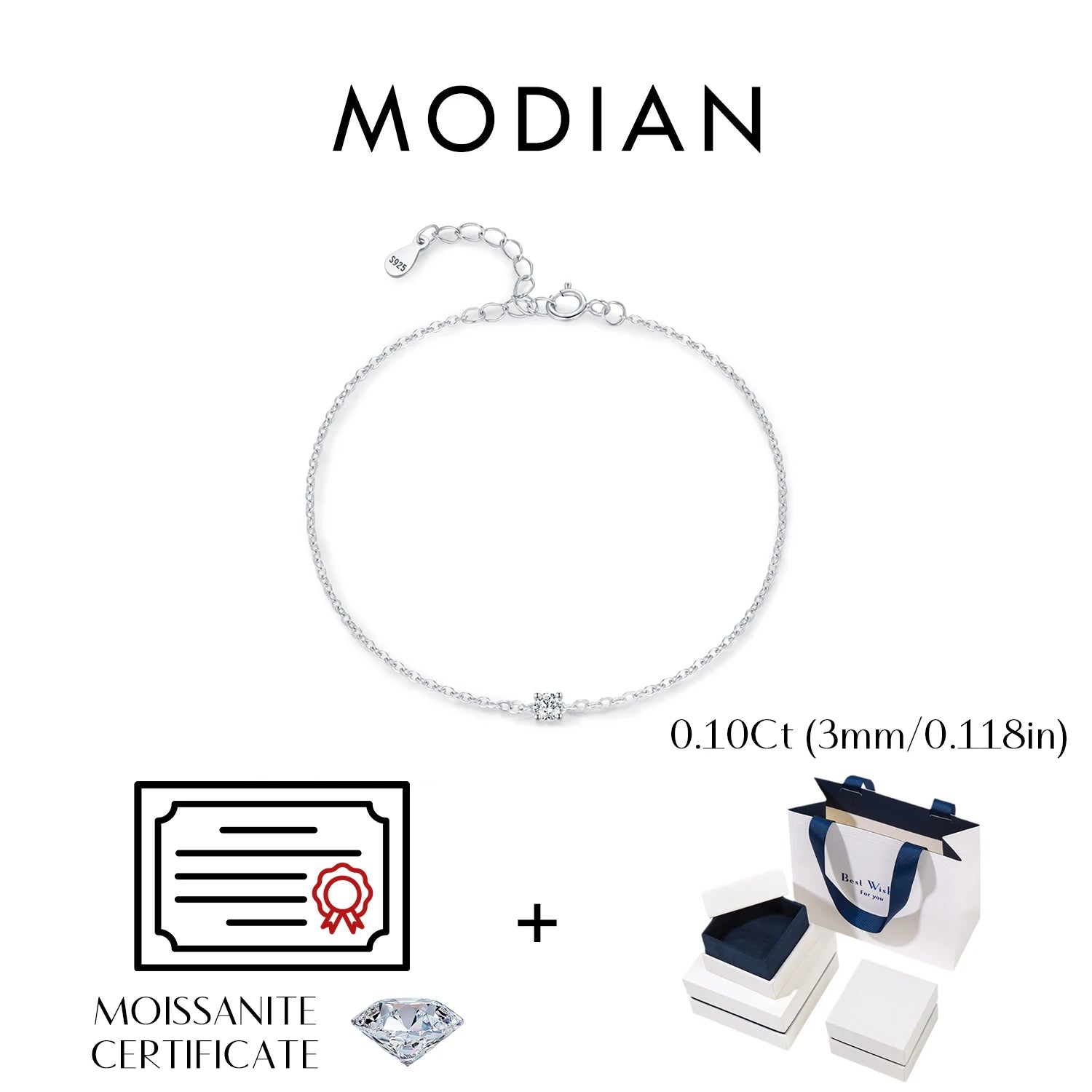 Pulseira de Moissanita Premium em Prata 925
