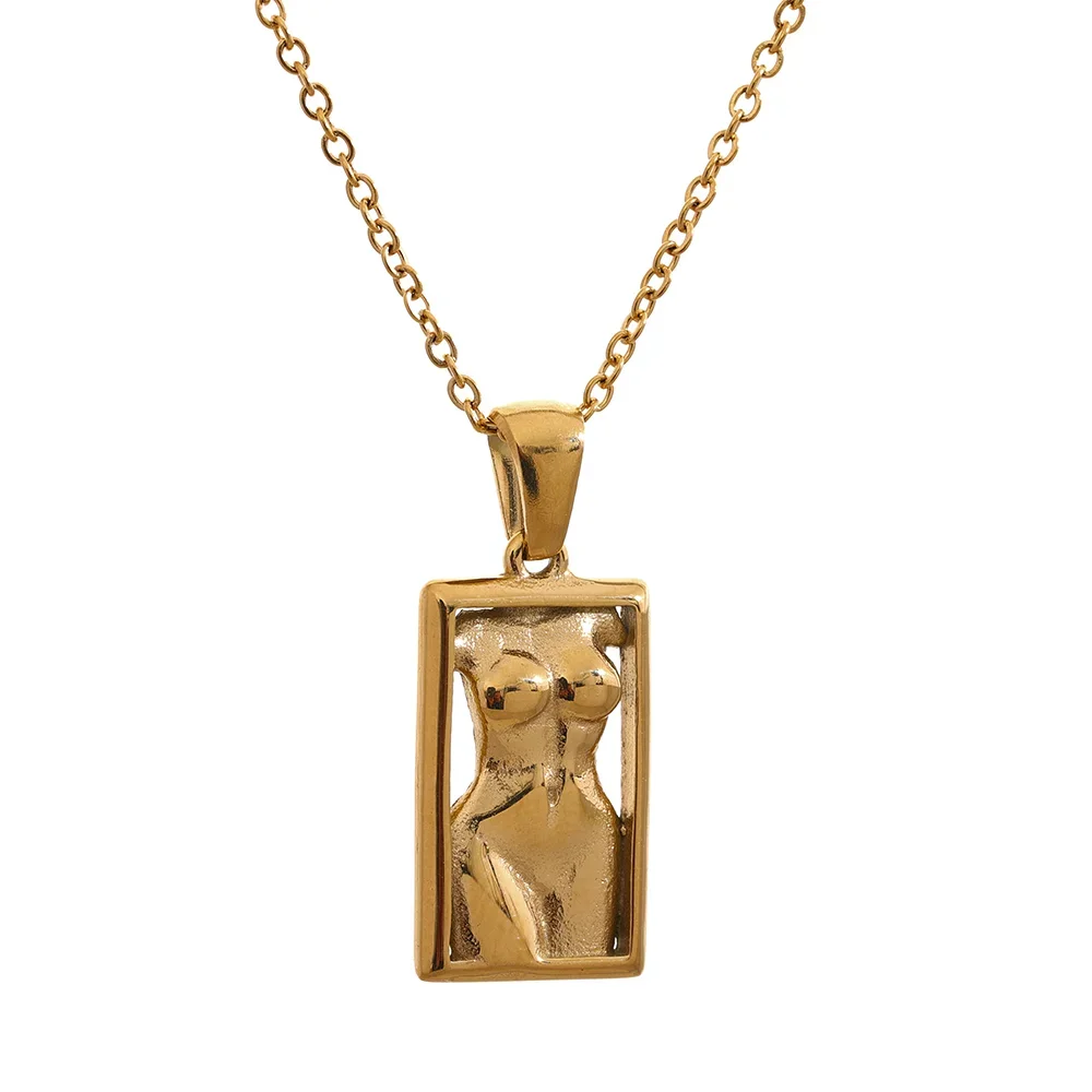Colar Feminino Quadrado em Aço Inoxidável 2 Colar
