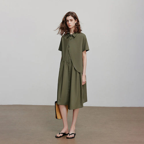 Vestido Chemise Midi de Liocel com Botões