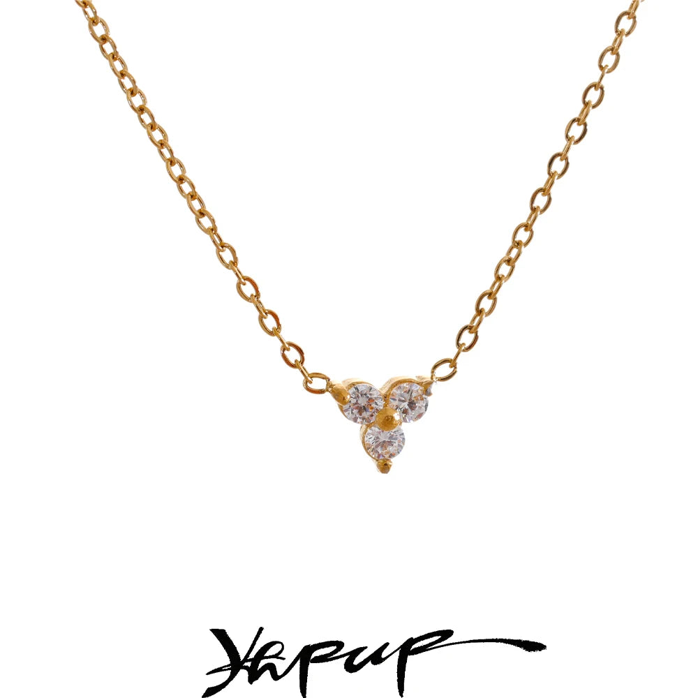 Colar Feminino Flor com Zircônia em Aço Inoxidável 2