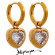 Brinco Coração com Zircônia Aço Inoxidável