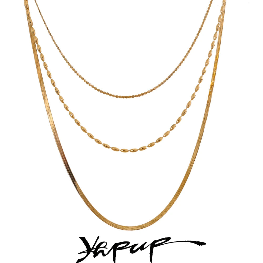 Colar Feminino de Camadas Gota em Aço Inoxidável 8