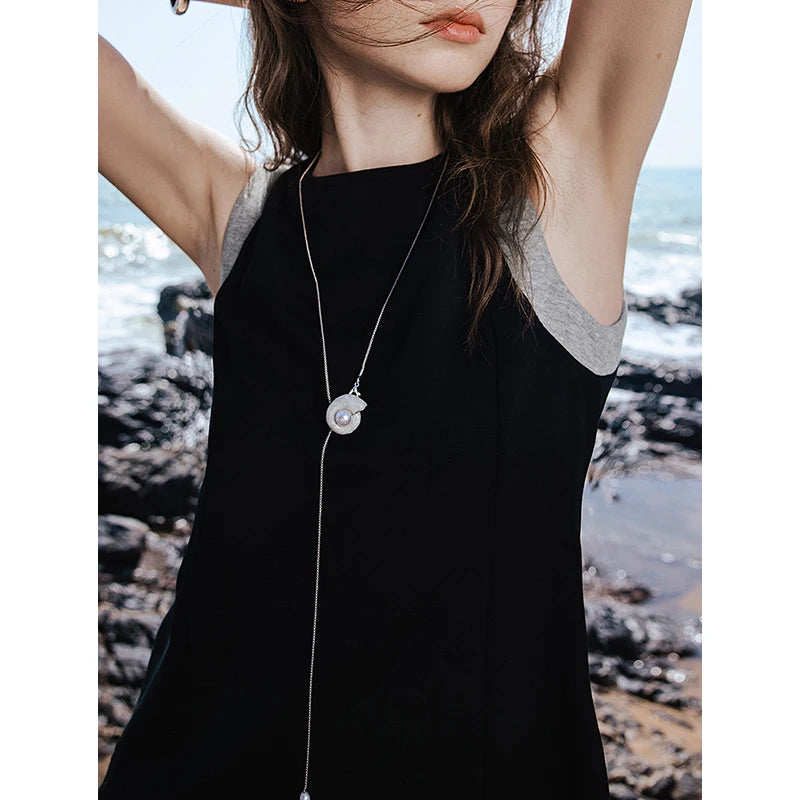 Vestido de Alças Midi com Recortes Preto