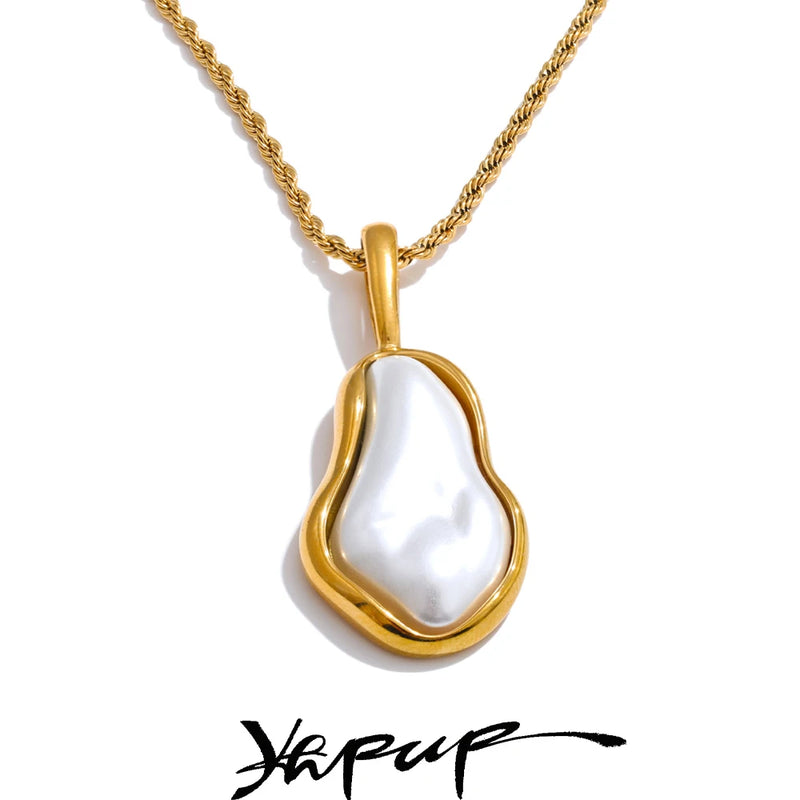 Colar Feminino Gota com Pérola em Aço Inoxidável 2