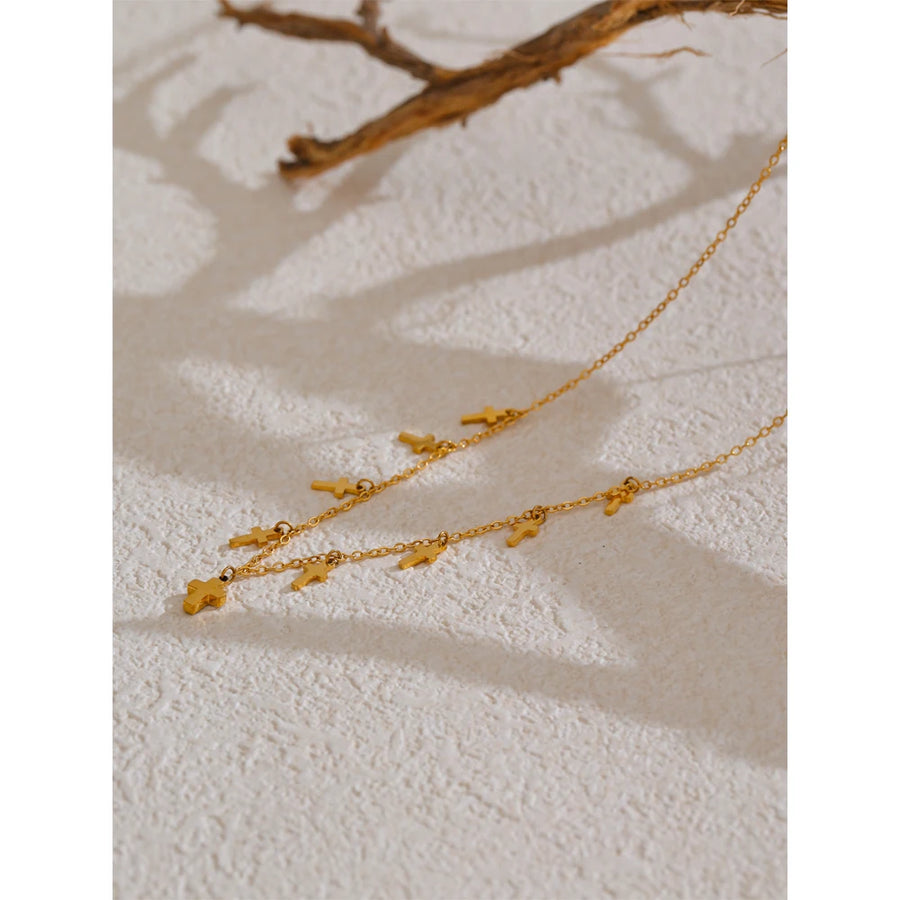 Colar Feminino Cruz com Zircônia em Aço Inoxidável
