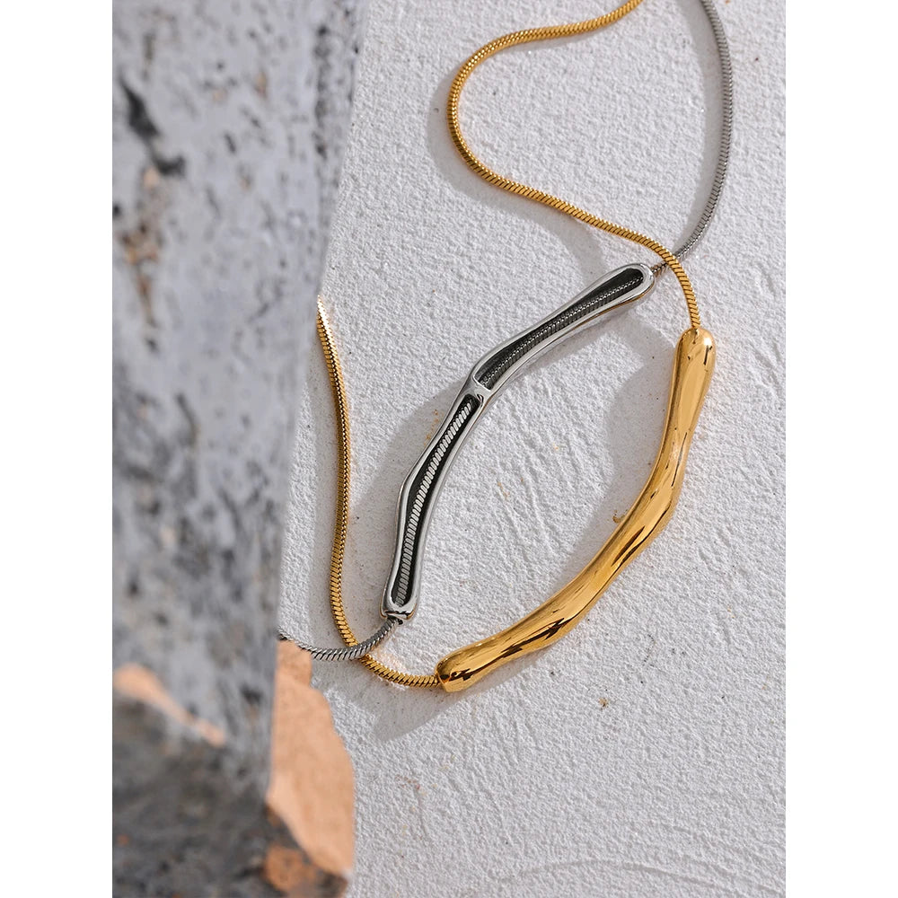 Yhpup New Stainless Steel Chain Cast Pendant Waterproof Clavicle Necklace Women 18K Gold PVD Plated Collar Jewelry High Quality