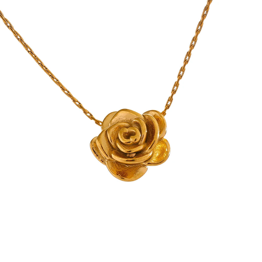 Colar Feminino Flor em Aço Inoxidável 3 Ouro
