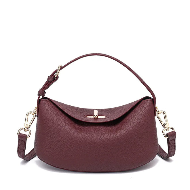 Bolsa pequena feminina de couro legítimo minimalista transversal de ombro