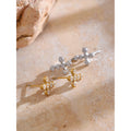 Yhpup Delicate Shiny Cubic Zirconia Cross Small Stud Earrings for Office Ladies Stainless Steel Trendy Chic Jewelry Waterproof