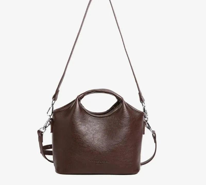 Bolsa feminina vintage de couro PU com alça dupla para ombro e transversal