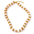 Yhpup Exclusive Resin Beads & Spacer Chain Handmade Statement Necklace 2025 Stainless Steel Waterproof Fashion Jewelry Gift YH6562A Beige