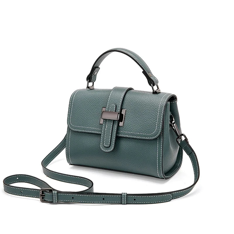 Bolsa feminina pequena de couro legítimo transversal quadrada com alça única