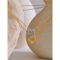 Yhpup Fashion Stainless Steel Zirconia Heart Love Hollow Pendant Necklace for Women Exquisite Romantic Jewelry Girlfriend Gift