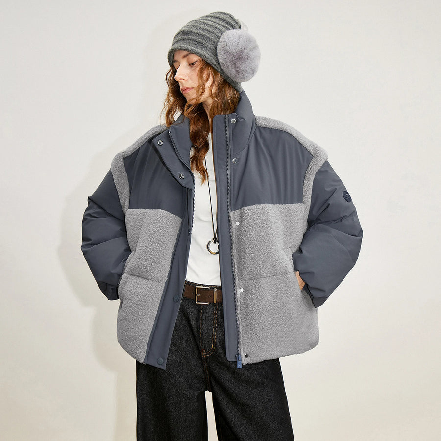 Jaqueta Puffer Feminina Leve com Fleece e Tecido Oxford