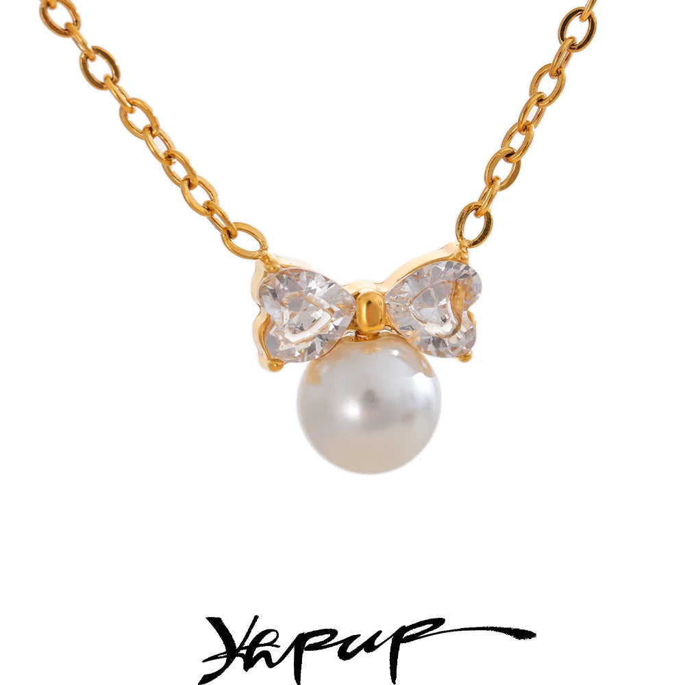 Colar Feminino Gota com Pérola em Aço Inoxidável 17