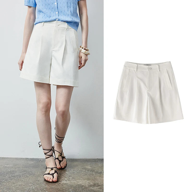 Shorts Alfaiataria Feminino Wide Leg com Bolsos
