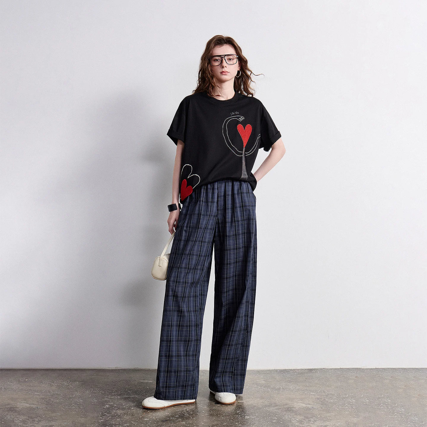 Calça Xadrez Feminina Wide Leg 100% Algodão