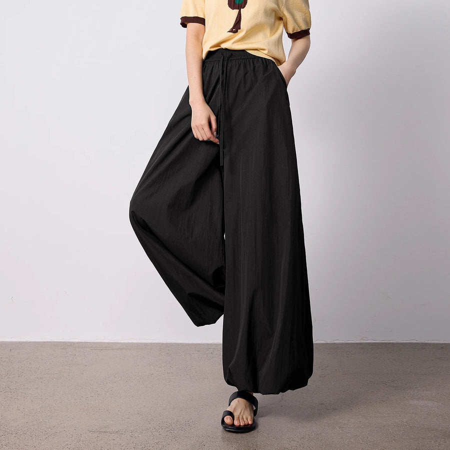 Calça Wide Leg Feminina Antiamassado Cropped